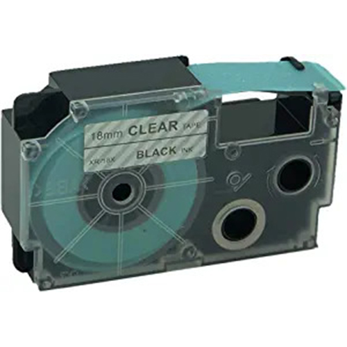 Casio Label Cassette Black On Clear | 18MM XR-18X1 | 100% Compatible Label Tape For Casio Label Printers