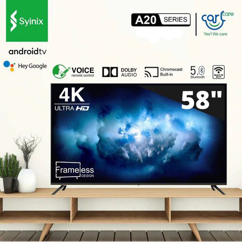 Syinix Television 58A1S 58 Inch 4K Android Smart TV With Google Assistant, Wireless & Bluetooth