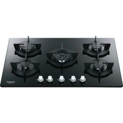 Ariston Hob Cooker | 75cm, Built-In-Hob, 5 Burners Gas-On-Glass, Black Colour – DD751W/A