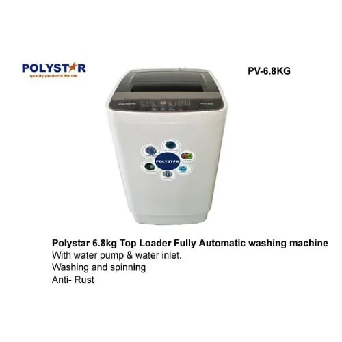 Polystar 6.8KG Fully Automatic Top-Loader/ With Pump One Water Inlet/ Grey Colour - PV-6.8KG