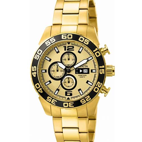 INVICTA 1016 SPECIALTY MEN’S QUARTZ CHRONOGRAPH GOLD DIAL WATCH - Medium