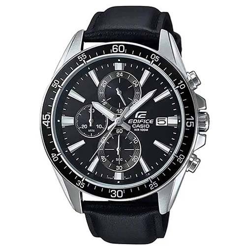 CASIO GENTS EFR-546L-1AVUDF EDIFICE CHRONOGRAPH BLACK LEATHER WATCH - Large