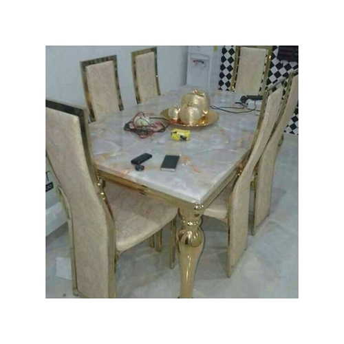 GoldGold Marble Dinning With 6 Chairs (1) Marble Dinning With 6 Chairs (1)