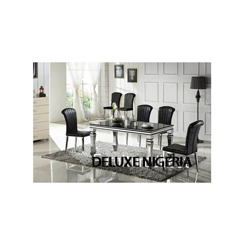 Marble Black Bulin Dining Set Furniture + 6 Dinning Chairs