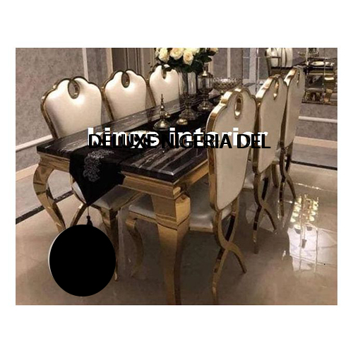 Exquisite Gold Marble Dinning With 8 Chairs