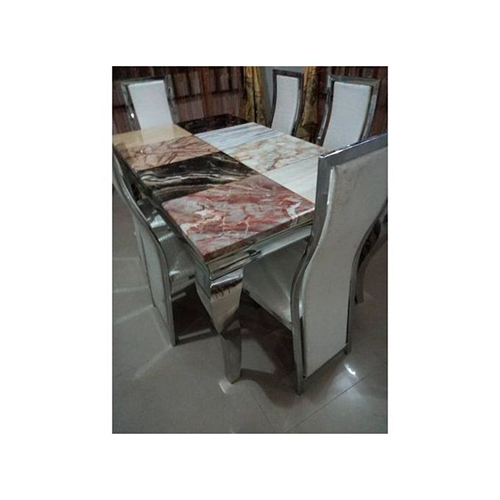 6 Seater Multi-Hue Marble Dining Set