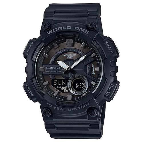 CASIO AEQ110W-1BV MEN’S ANALOG DIGITAL COMBINATION WORLD TIME RESIN WATCH