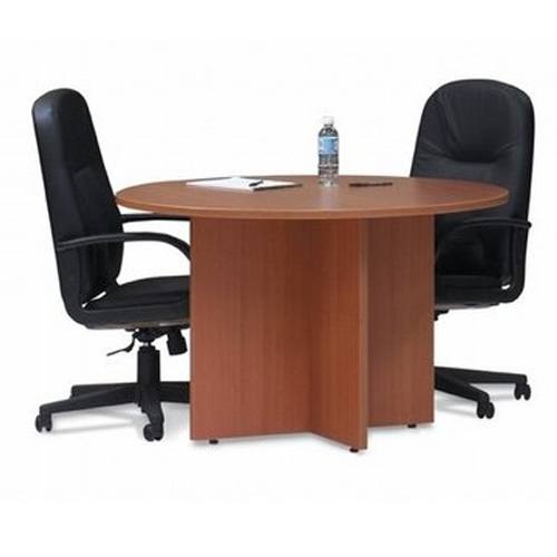 Deluxe Round Meeting Table / 2 Leather Chairs (Combo Offer)