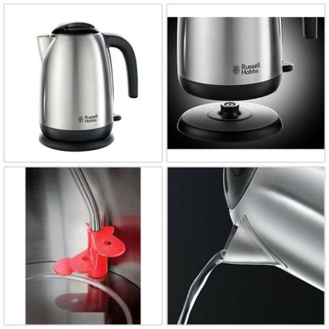 Russell Hobbs Adventure Brushed Stainless Steel Electric Kettle,Open Handle, 3000 W, 1.7 Litre [energy