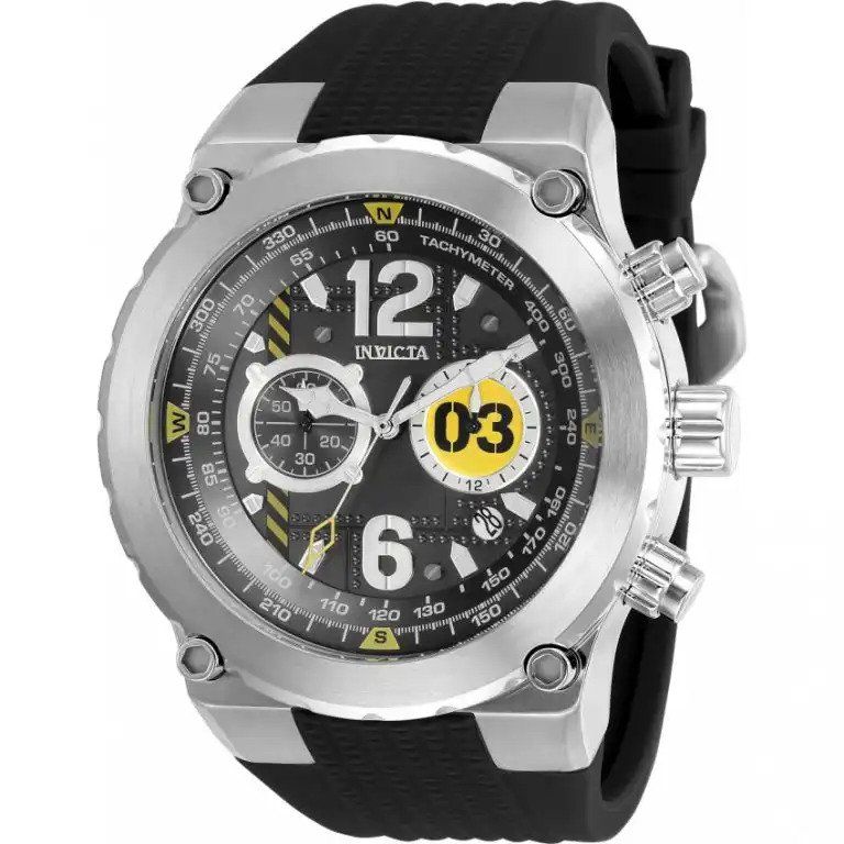 INVICTA MEN’S 31579 AVIATOR BLACK DIAL, SILICONE LARGE WATCH