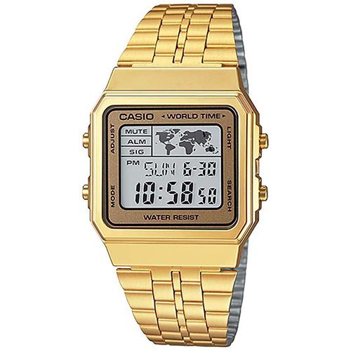 CASIO GENTS A500WGA-9DF METAL BASIC DIGITAL WORLD TIME SMALL WATCH - Large