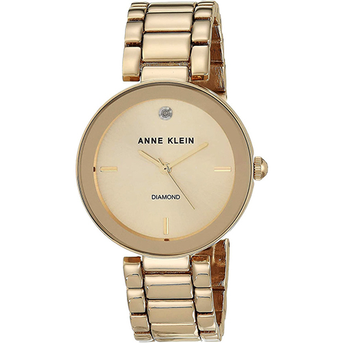 ANNE KLEIN AK/1362CHGB WOMEN’S GENUINE DIAMOND GOLD BRACELET WATCH - Large