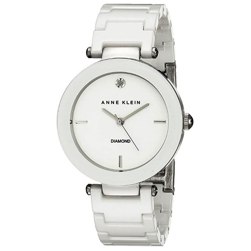 ANNE KLEIN AK/1019WTWT WOMEN’S DIAMOND-ACCENTED WATCH WITH CERAMIC BRACELET - Medium