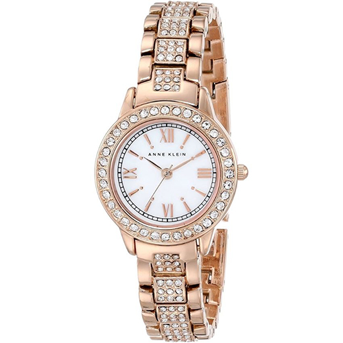 ANNE KLEIN AK/1492MPRG WOMEN’S CRYSTAL ACCENTED ROSE GOLD-TONE BRACELET WATCH - Medium