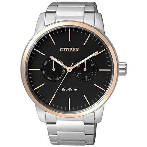 CITIZEN AO9044-51E MEN’S ECO-DRIVE ANALOG STAINLESS STEEL BRACELET WATCH - Large