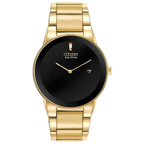 CITIZEN AU1062-56E MEN’S AXIOM BLACK DIAL GOLD BRACELET WATCH - Large