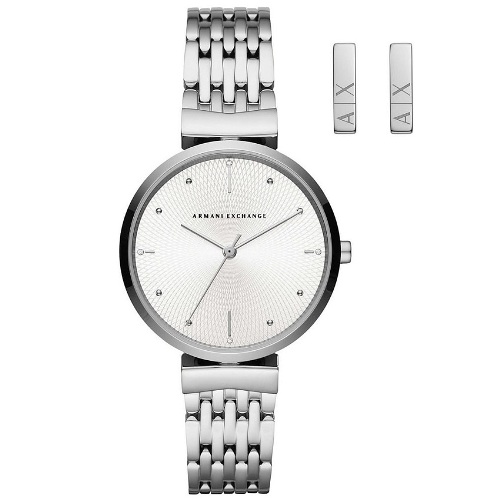 ARMANI EXCHANGE AX7117 WOMEN’S MEDIUM STAINLESS STEEL WATCH AND EARRING SET