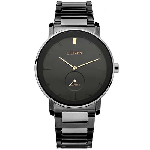 CITIZEN BE9187-53E MEN’S QUARTZ ANALOG BLACK DIAL BRACELET WATCH - Large