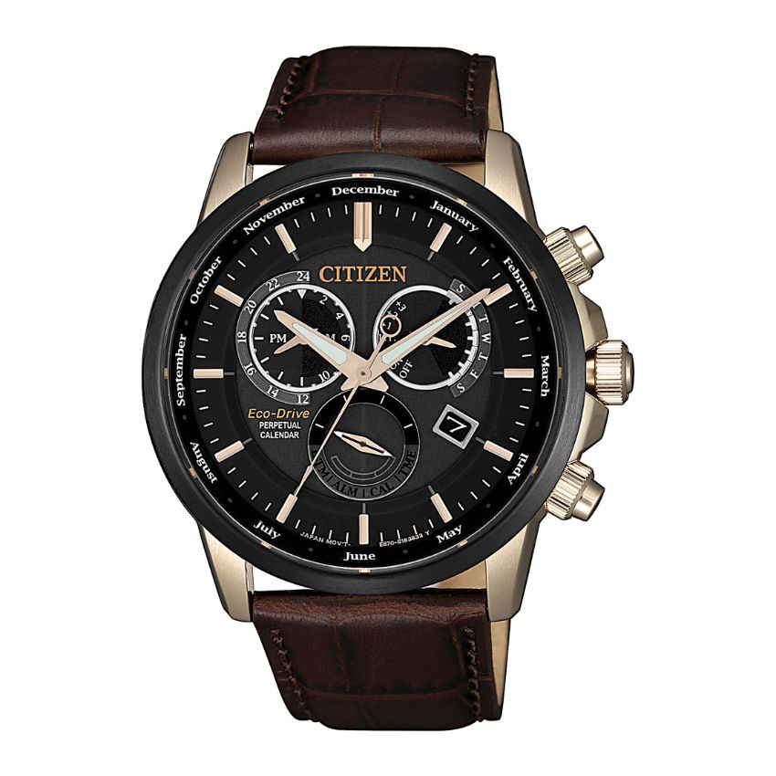 Citizen Men’s Eco-Drive Perpetual Calendar Analog Brown Leather Watch |BL8156-12E| - Medium