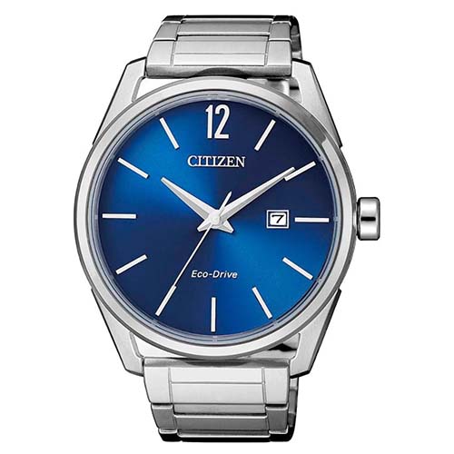 CITIZEN BM7411-83L MEN’S ANALOG BLUE DIAL STAINLESS STEEL WATCH - Large