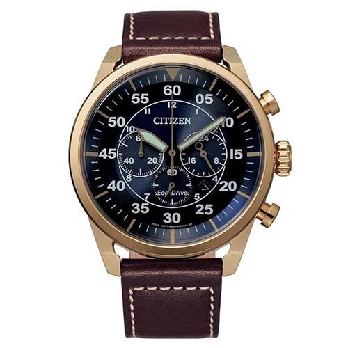 CITIZEN CA4213-26L MEN’S ECO-DRIVE ROSE GOLD SOLAR POWERED CHRONOGRAPH WATCH - Large