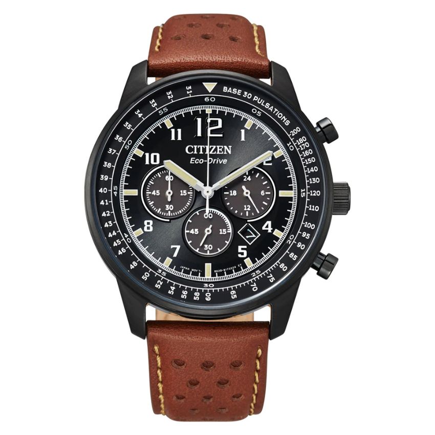 Citizen Men’s Eco-Drive Standard Analog Brown Leather Strap Watch |CA4505-12E| - Medium