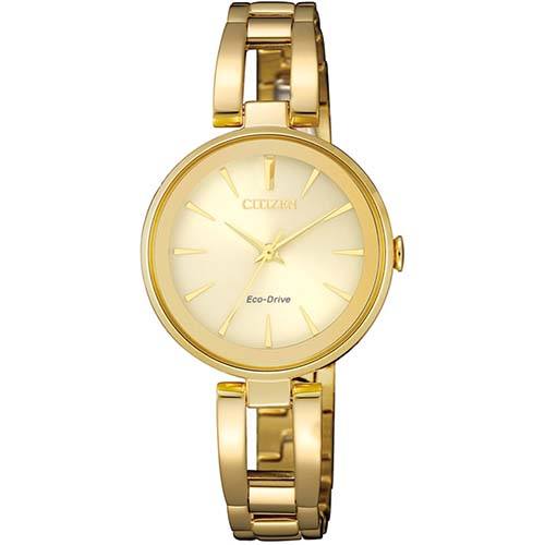 CITIZEN EM0632-81P WOMEN’S ECO-DRIVE CHAMPAGNE GOLD DIAL MEDIUM WATCH - Large