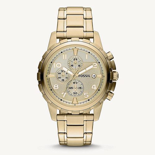 FOSSIL FS4867IE MEN’S DEAN CHRONOGRAPH CHAMPAGNE DIAL GOLD STAINLESS STEEL WATCH - Medium