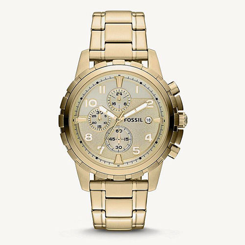 FOSSIL FS4867IE MEN’S DEAN CHRONOGRAPH CHAMPAGNE DIAL GOLD STAINLESS STEEL WATCH - Medium