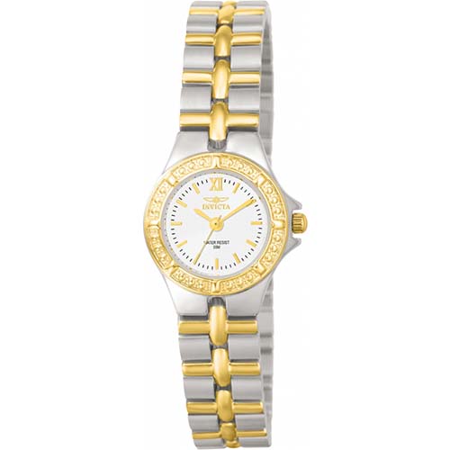 INVICTA 0136 WOMEN’S WILDFLOWER WHITE DIAL TWO-TONE STAINLESS STEEL WATCH - Large