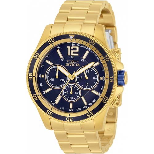 INVICTA 13978 MEN’S SPECIALTY CHRONOGRAPH BLUE DIAL GOLD WATCH - Large