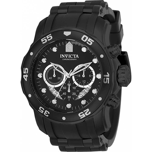 INVICTA 21930 MEN’S PRO DIVER QUARTZ MULTIFUNCTION BLACK DIAL POLYURETHANE LARGE WATCH - Large