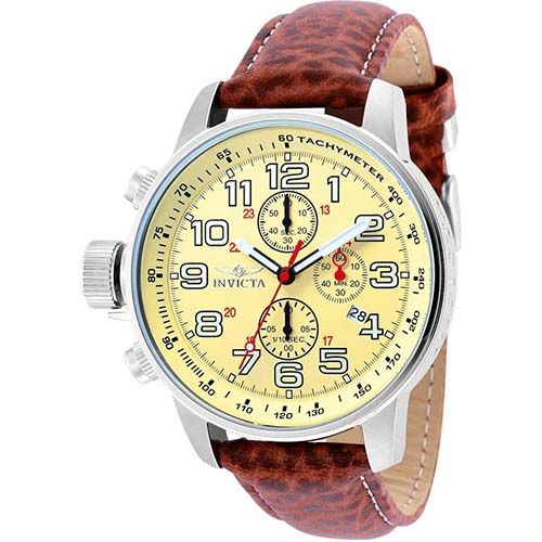 INVICTA 2772 MEN’S I-FORCE LEFT-HANDED-CROWN CHRONOGRAPH BROWN LEATHER WATCH - Large