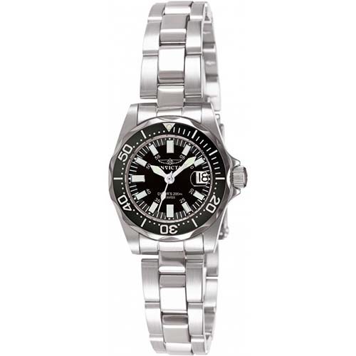 INVICTA 7059 WOMEN’S SIGNATURE BLACK DIAL SILVER BRACELET SMALL WATCH - Large