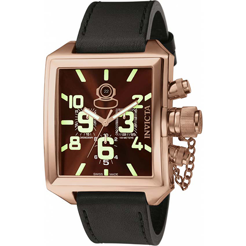 INVICTA 7186 MEN’S RUSSIAN DIVER QUARTZ CHRONOGRAPH BROWN DIAL LEATHER WATCH - Large