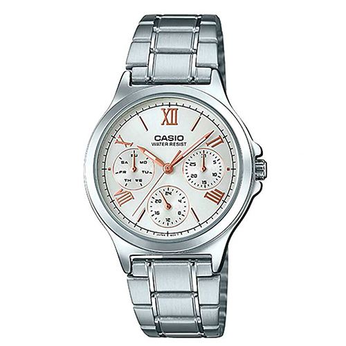 CASIO LADIES LTP-V300D-7A2UDF MULTI-FUNCTION SILVER DIAL MEDIUM WATCH - Large