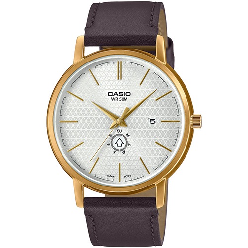 CASIO MTP-B125GL-7AVDF MEN’S GOLD CASE BROWN LEATHER WATCH - Large