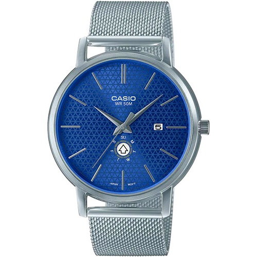 CASIO MTP-B125M-2AVDF MEN’S DAY INDICATOR BLUE DIAL MESH WATCH - Large