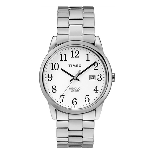 TIMEX T2R584 UNISEX EASY READER WHITE DIAL STAINLESS STEEL WATCH - Large