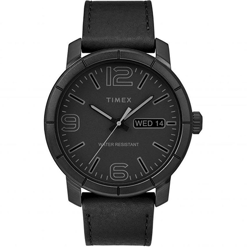 TIMEX TW2R64300 MEN’S MOD 44 CLASSIC DRESS BLACK LEATHER WATCH