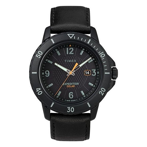 TIMEX T4B147 MEN’S EXPEDITION GALLATIN SOLAR BLACK LEATHER WATCH