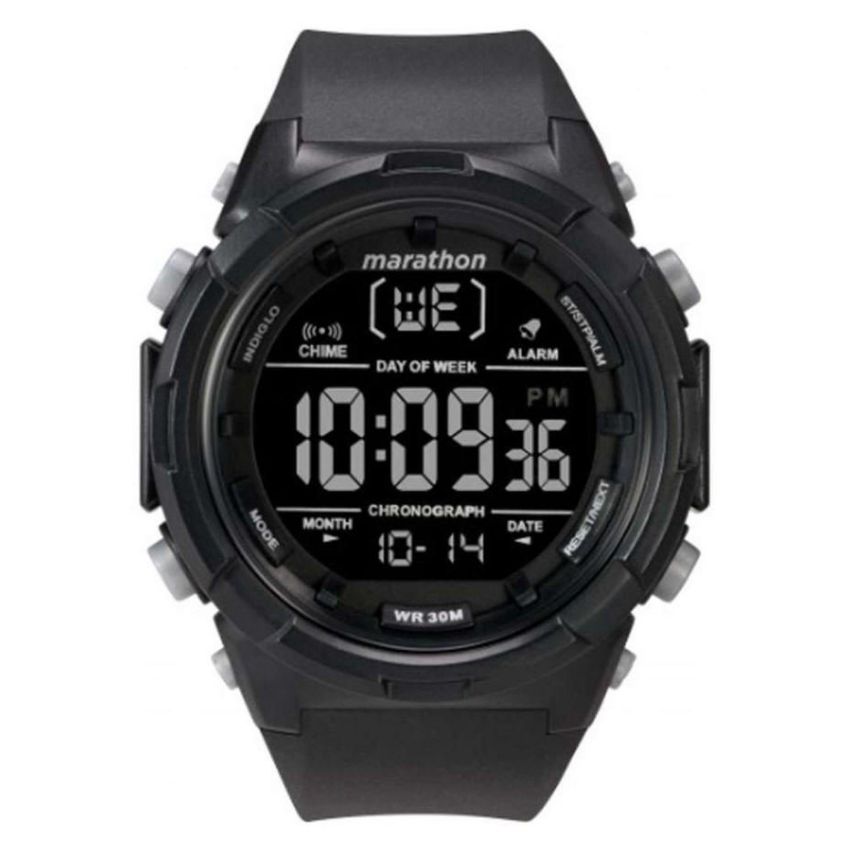 Timex Men’s Marathon Quartz Black Large Silicone Band Watch |T5M223| - Large