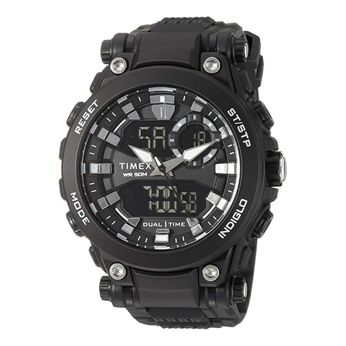 TIMEX T5M306 MEN’S DGTL ANA-DIGI LARGE BLACK RESIN WATCH