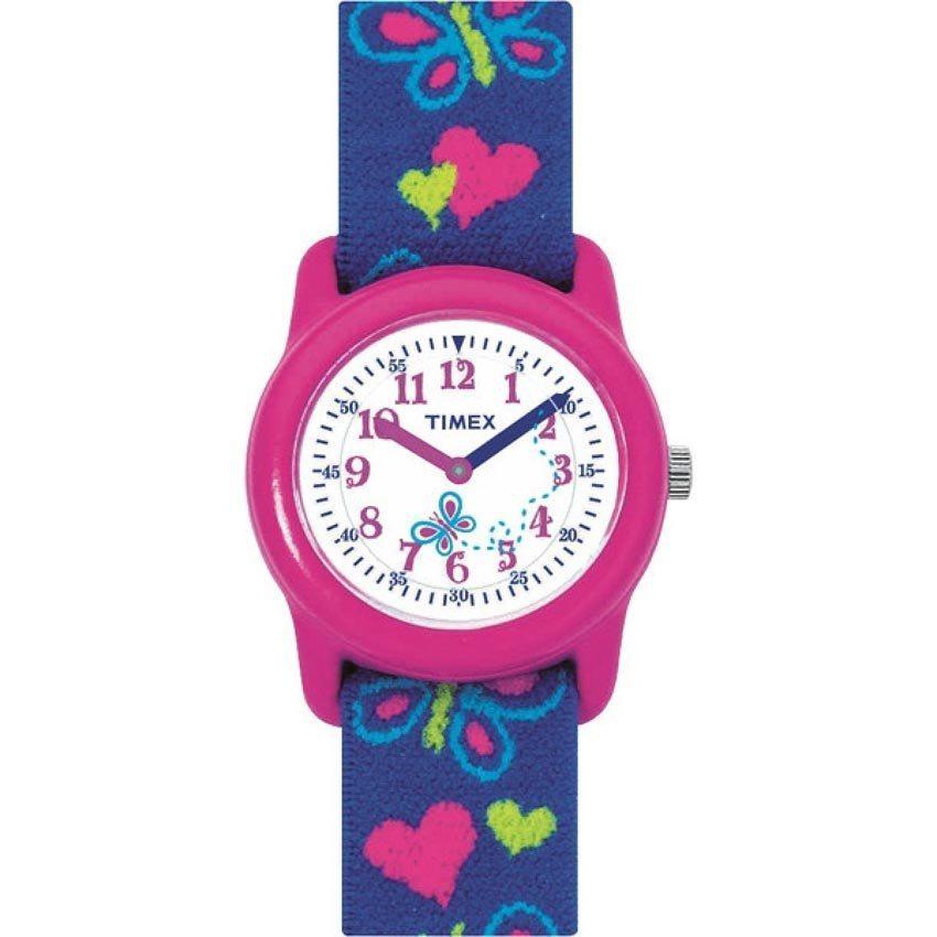 Timex Girls Time Machines Analog Hearts, Butterflies Fabric Watch |T89001| - Medium