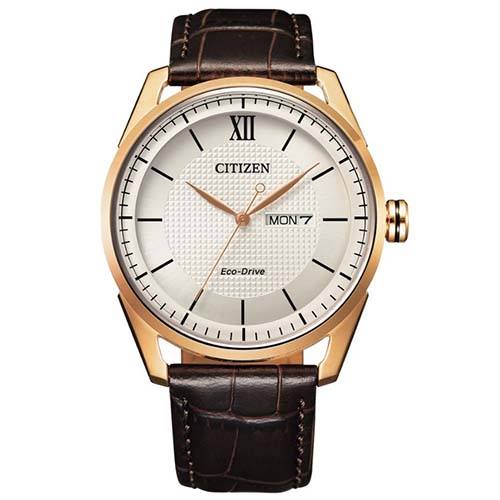 CITIZEN AW0082-19A MEN’S ECO-DRIVE RADIO RECEPTION SIZE BROWN LEATHER WATCH - Large