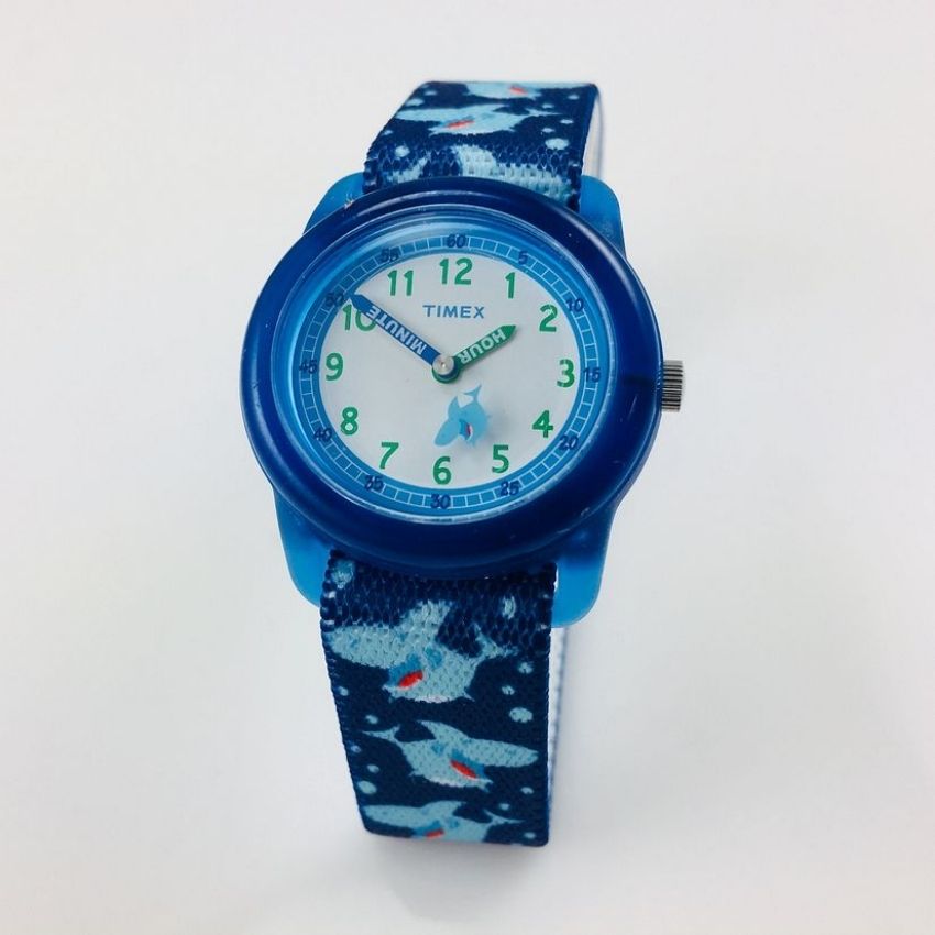 Timex Kid’s Time Machines Boys Blue Sharks Nylon Watch |TW7C13500| - Medium