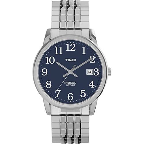 TIMEX T2U088 MEN’S EASY READER SILVER BRACELET PERFECT FIT WATCH - Large