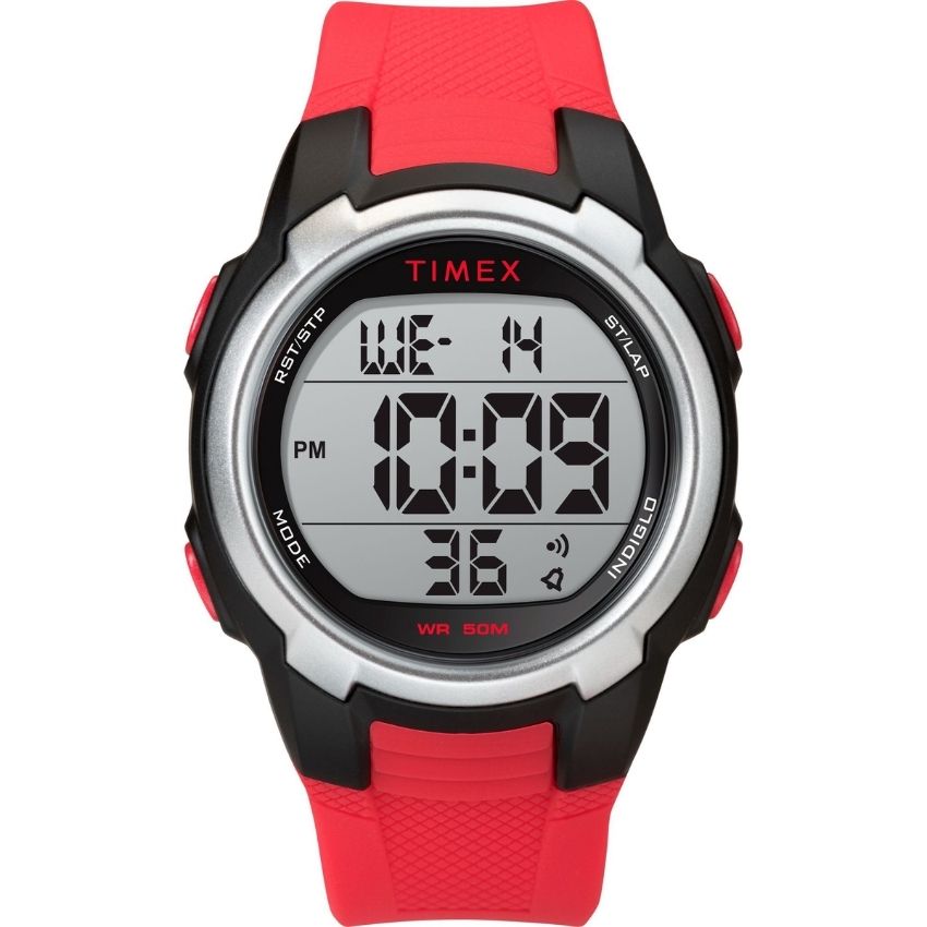 Timex Men’s T100 Red Black 150 Lap Chronograph Digital Watch |TW5M33400| - Large