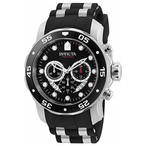 INVICTA 6977 MEN’S SCUBA PRO DIVER COLLECTION SILICONE STEEL-STRIPED WATCH - Medium