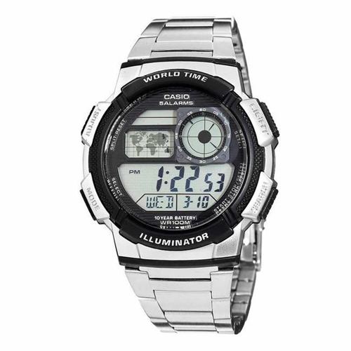 CASIO AE1000WD-1AV MEN’S SILVER-TONE DIGITAL WATCH - Large